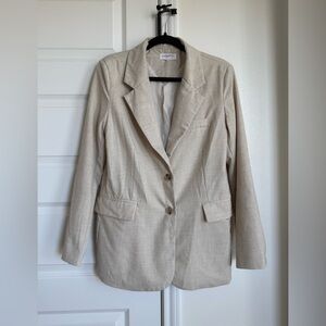 Carly Jean Los Angeles Oversized Women's Beige Blazer Size Medium